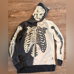 Rags to Raches Boys Skeleton Print Sweatshirt - Black and Cream